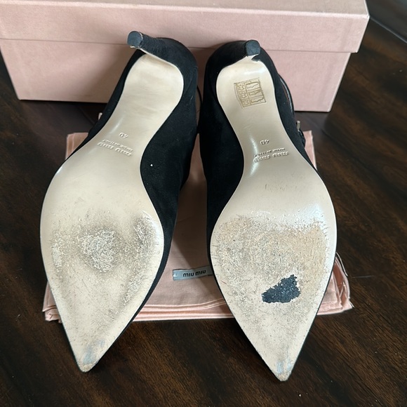 Miu miu sling back black suede booties. - Picture 4 of 6